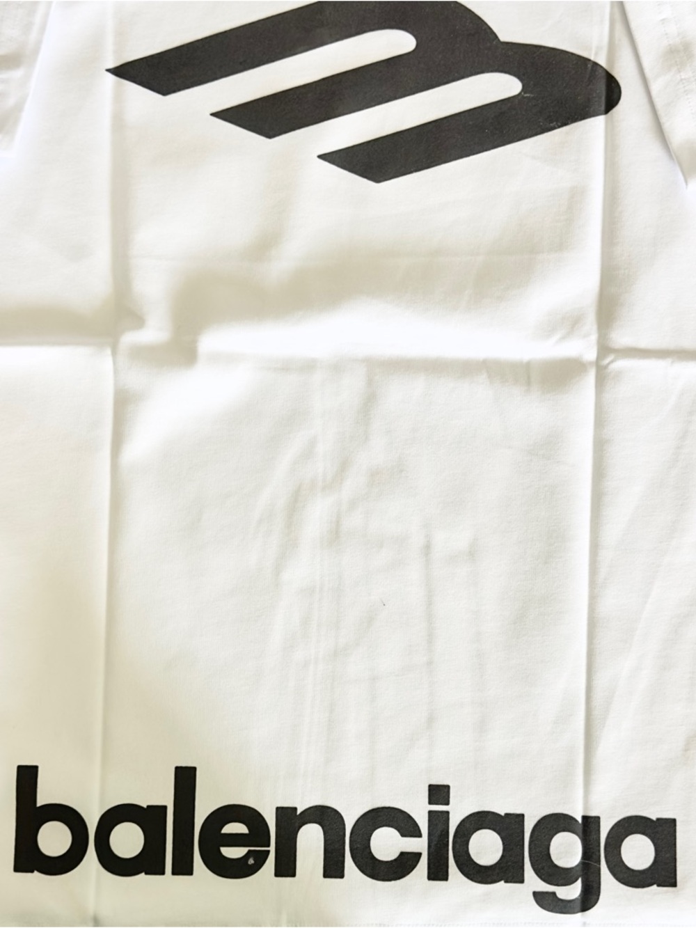 Balenciaga White Short-Sleeve Logo Tee with Black Emblem - Picture 6 of 9